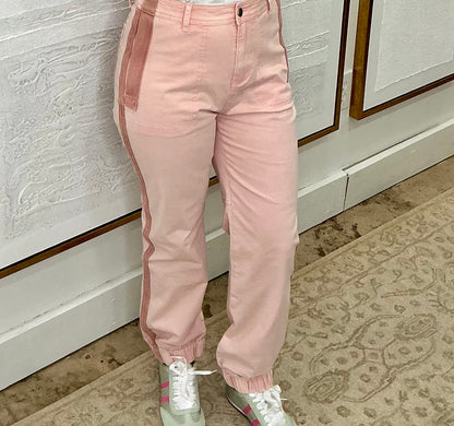 Pink Track Pants w/Side Stripe