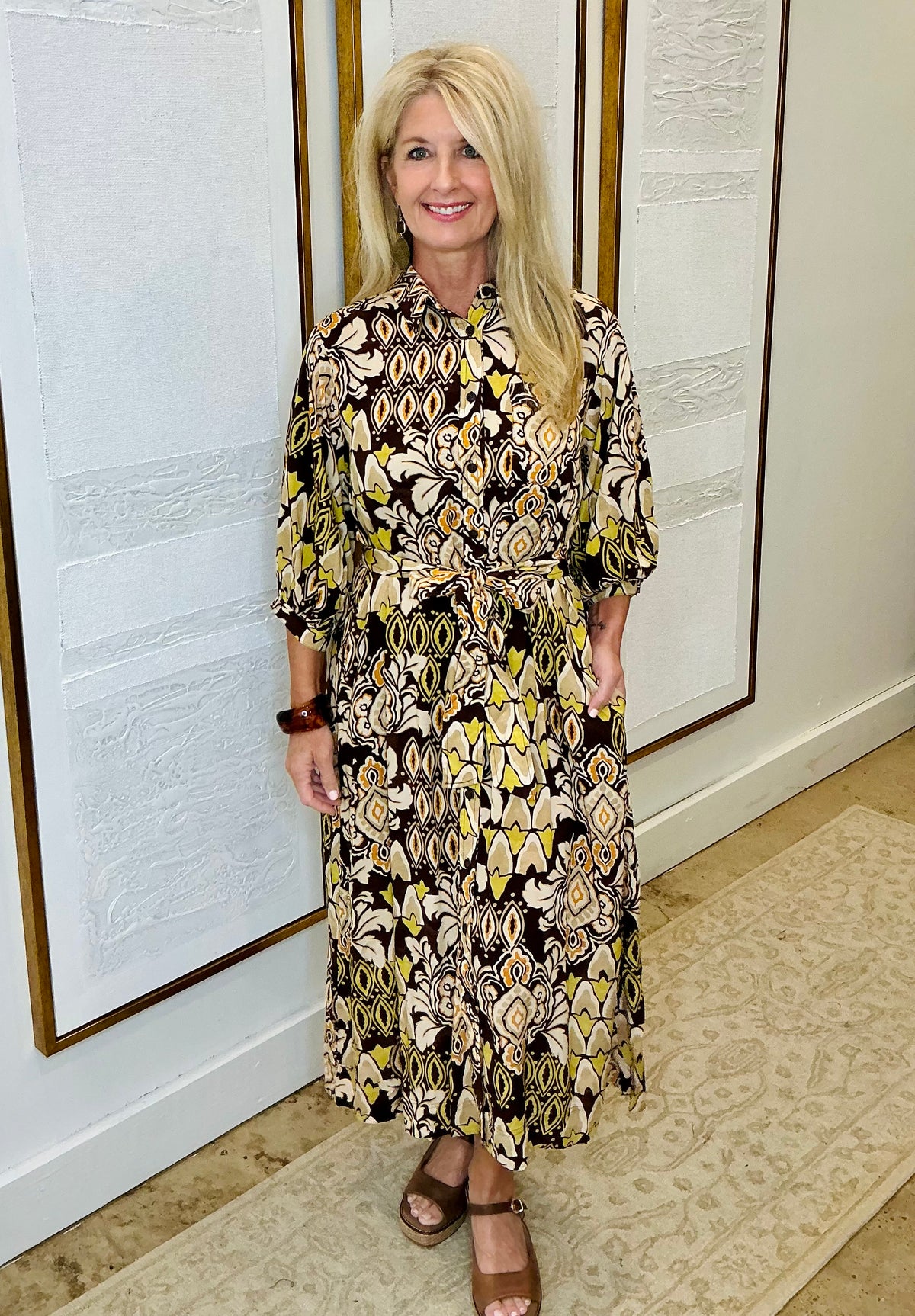Brown Botanical Dress