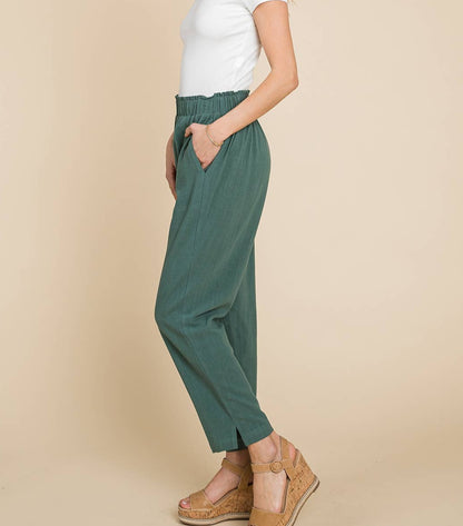 Sage Linen Capri Pants