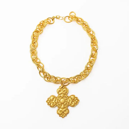 18" Double Gold Chain Cross Necklace