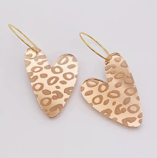 Cheetah Print Heart Earrings