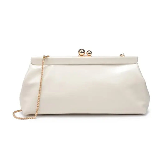 Ivory Clutch Bag w/ Chain Strap