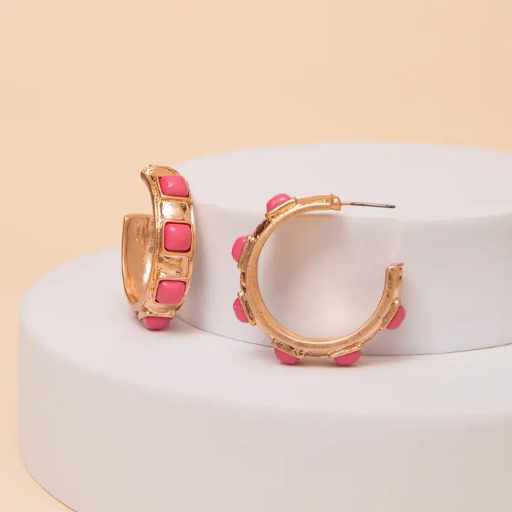 Gold Bezel Rhinestone Earrings