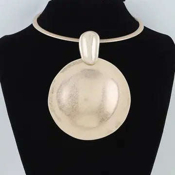 Gold Hammered Dome Necklace