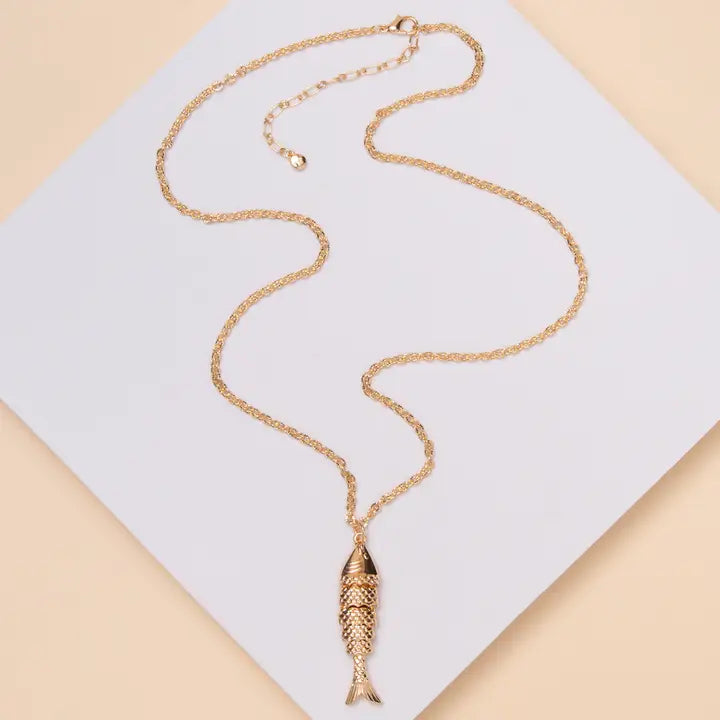 Gold Fish Pendant Necklace