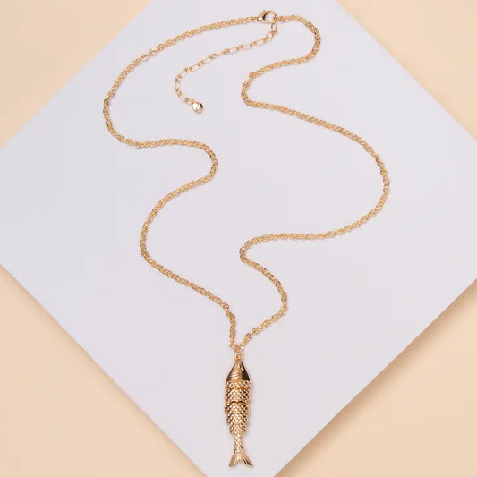 Gold Fish Pendant Necklace