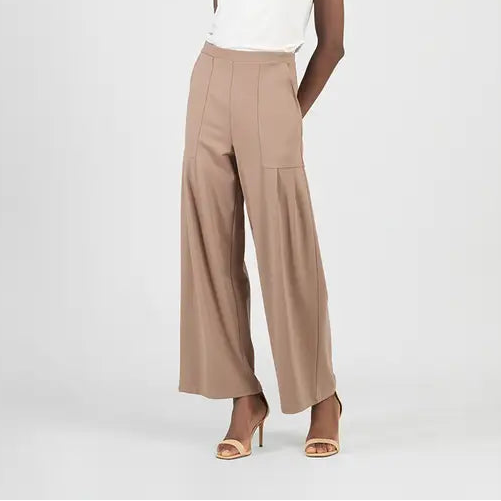 Taupe Rayon Wide Leg Pants