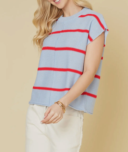 Striped Sweater/ Fushia & Mint