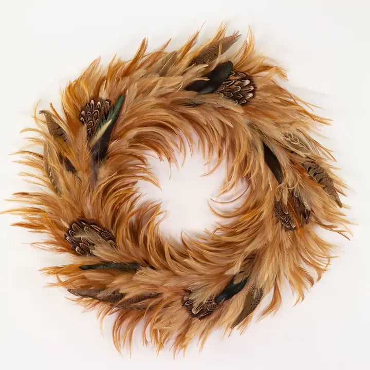 Pheasant Feather Wreath 22"