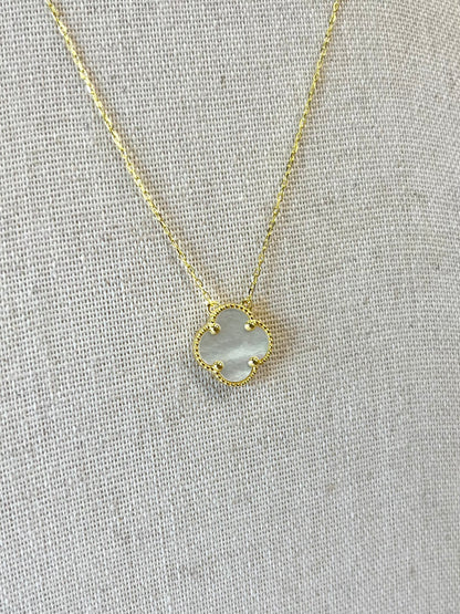 Gold Mother of Pearl Quatrefoil Necklace