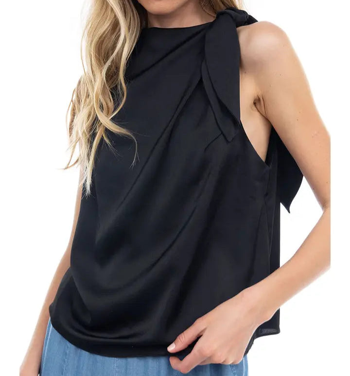 Black Silk Tank w/ Bow