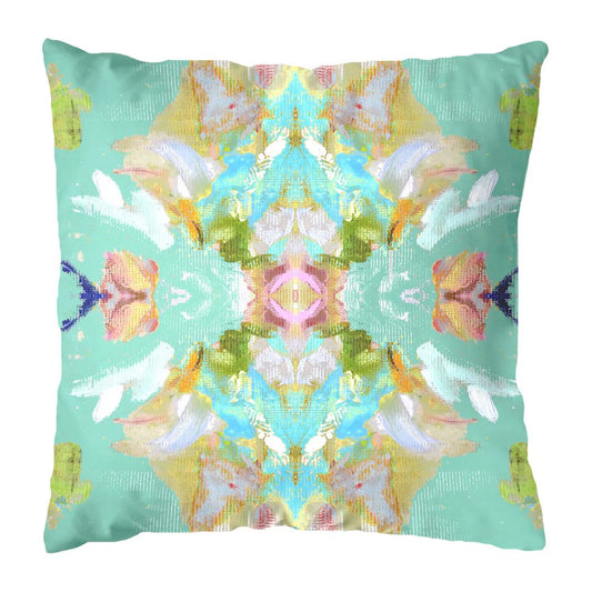 Stained Glass Turquoise 22" Outdoor Pillow