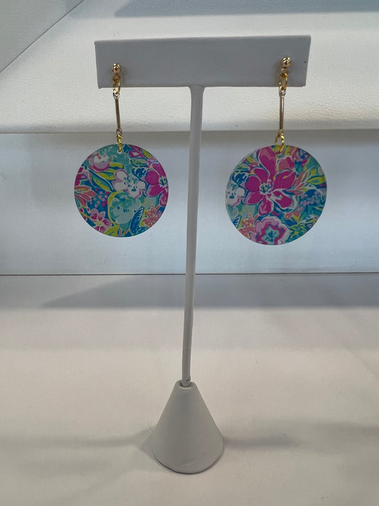 Floral Circle Acrylic Earrings