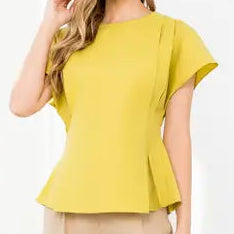 Mustard Pintuck Top