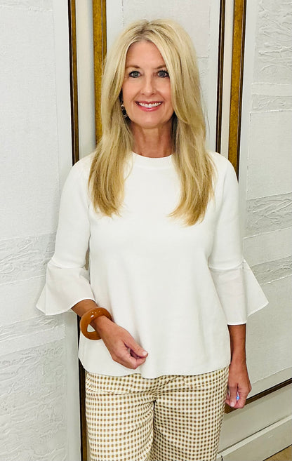 Flare Bell Sleeve White Sweater