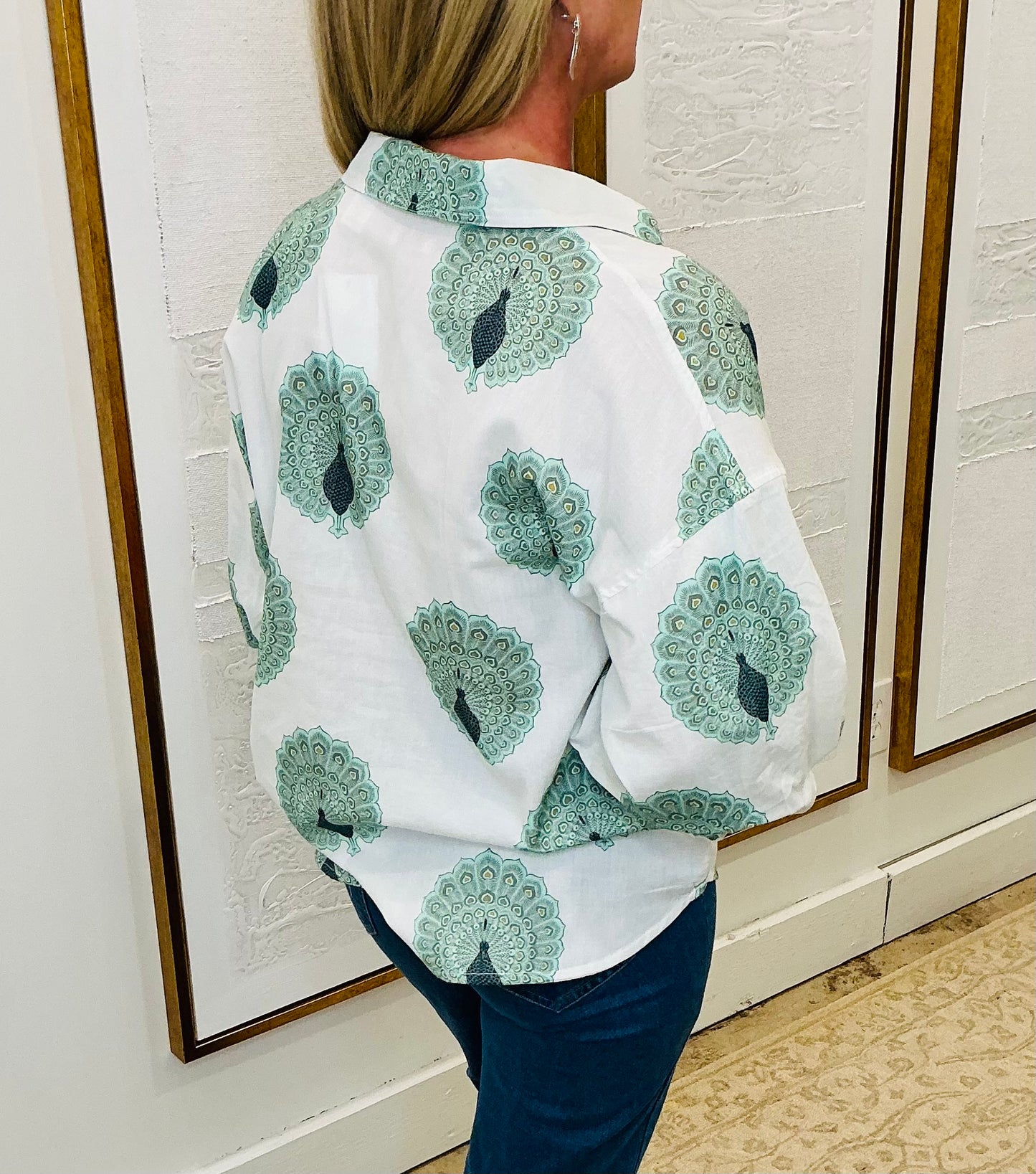 Cotton Peacock Print Top