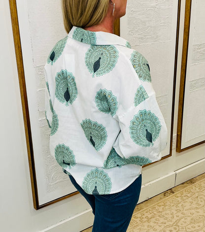 Cotton Peacock Print Top