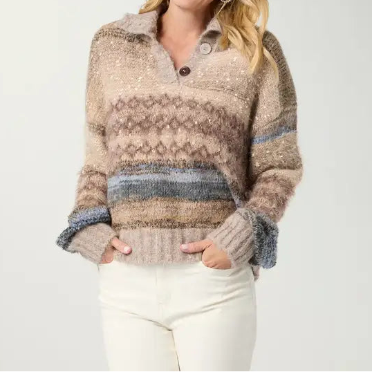 Mohair Sweater w/ Button Collar