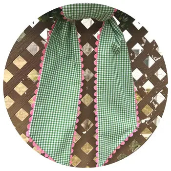 Green Gingham Sash w/ Pink Trim