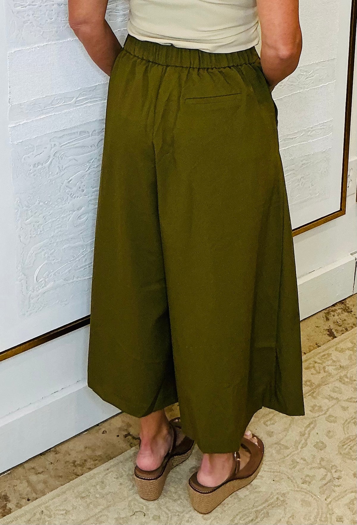 Olive Pleated Culotte Pants