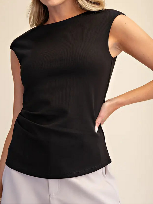 Black Round Neck Sleeveless Top