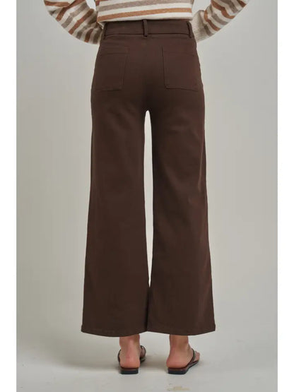Wide Leg Stretch Pants w/ Bow Pocket Jean