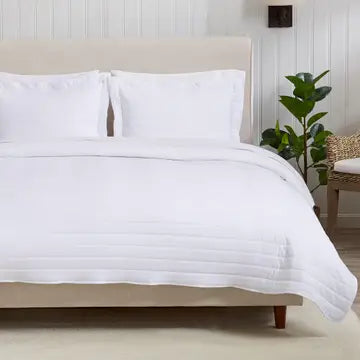 3 pc Quilt Set-White Queen
