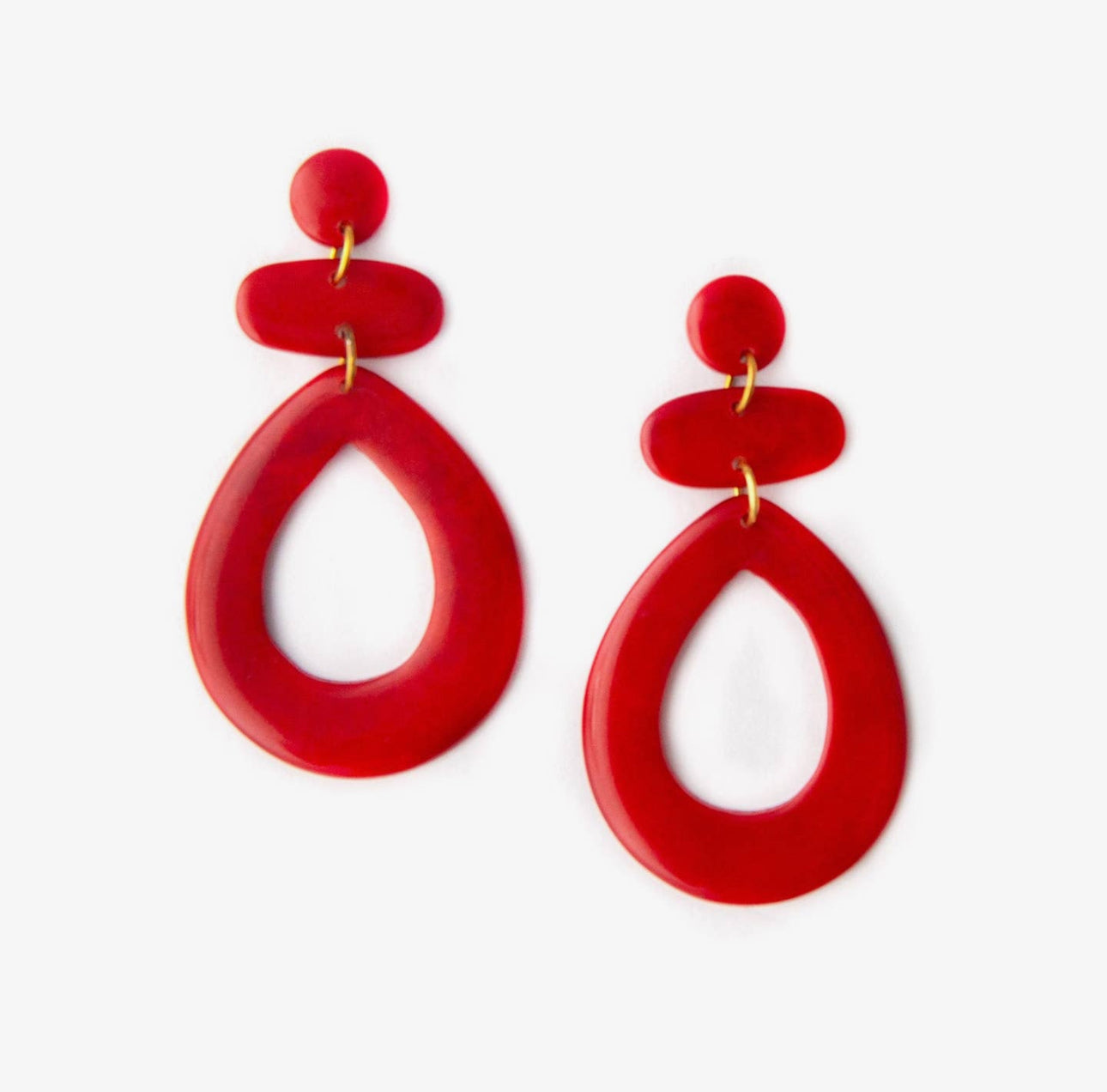 Oval Bar Tagua Earrings
