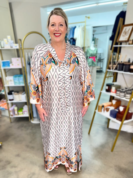 Plus Maxi Dress Multi Ivory