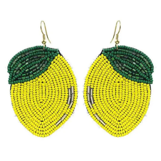 Beaded Lemon Earrings