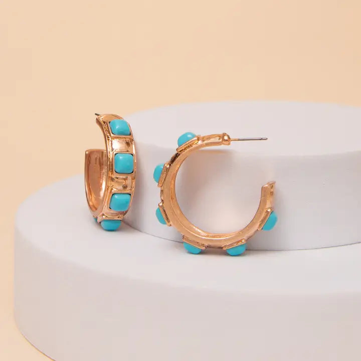 Gold Bezel Rhinestone Earrings