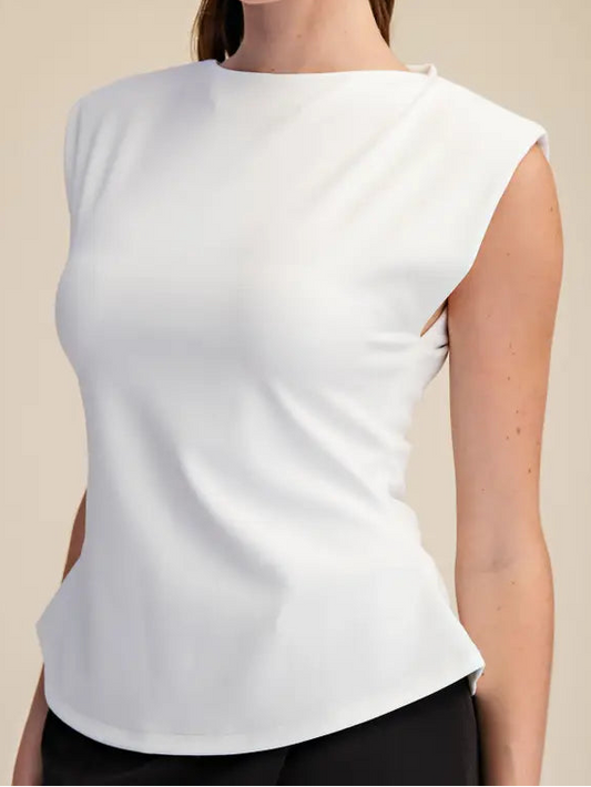 White Sleeveless Peplum Top