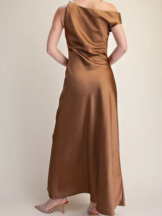 Mocha One Should Satin Maxi Dress