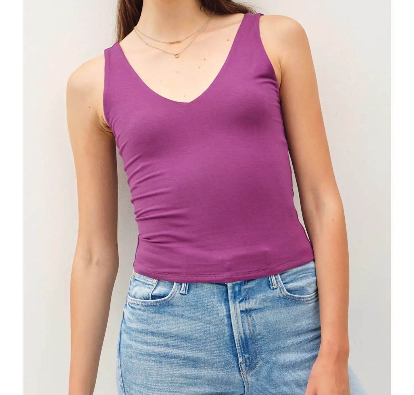 Purple V-Neck Tank Top