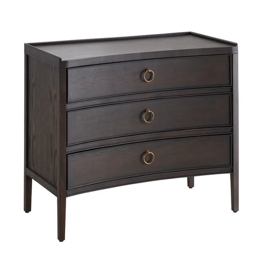 Dark Wood 3 Drawer Chest 36"x18"x31"