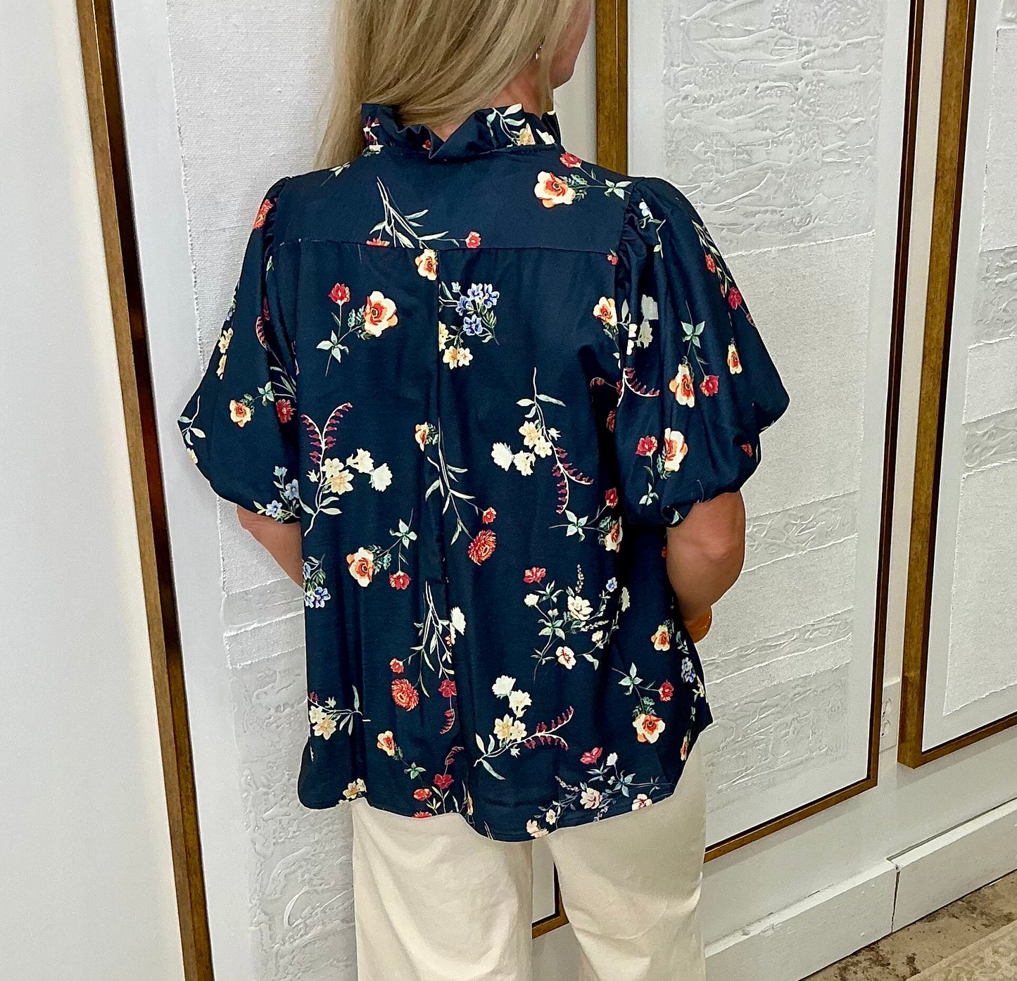 Navy Floral Top