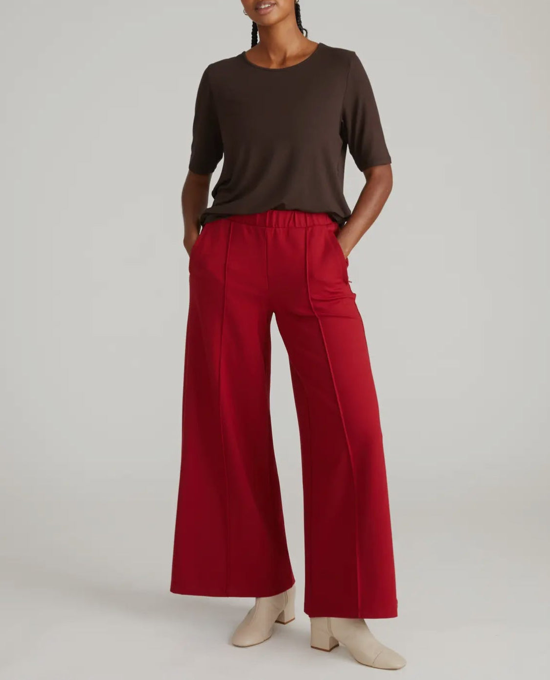 Pam Pintuck Wide Leg Pant/Garnet
