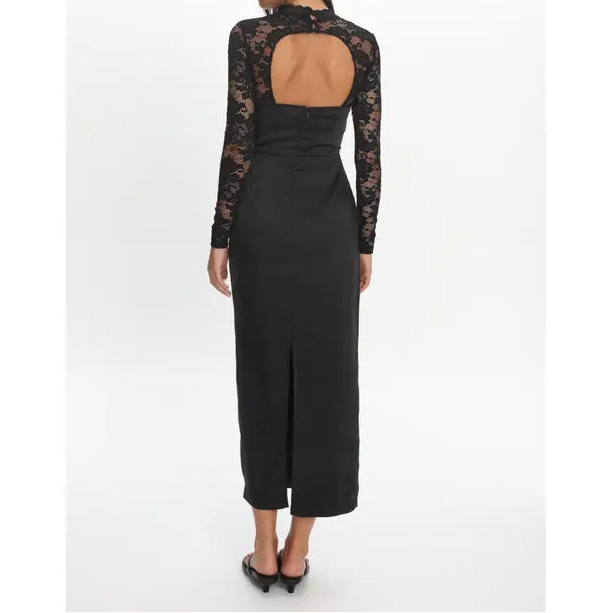 Black Lace Open Back Dress