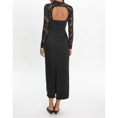 Black Lace Open Back Dress