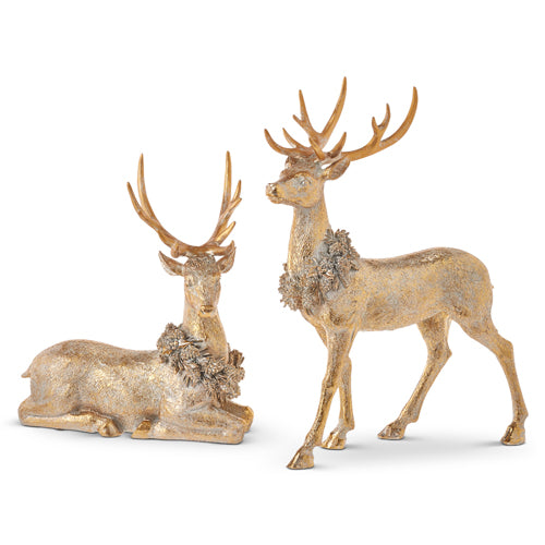 Gold Deer with Wreath Set