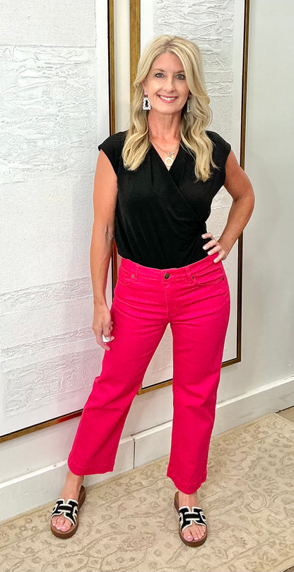 Pink Cropped Wide Leg Jean