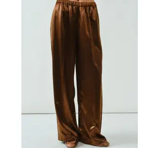 Satin Flowy Brown Pants