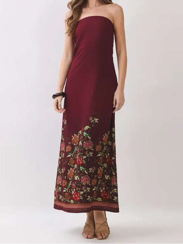Crimson Floral Dress