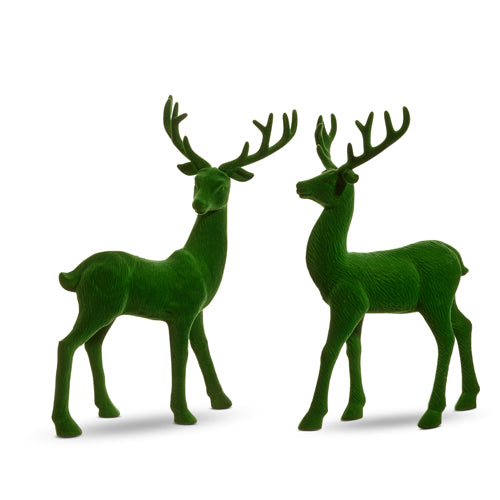 Green Flocked Deer 13"