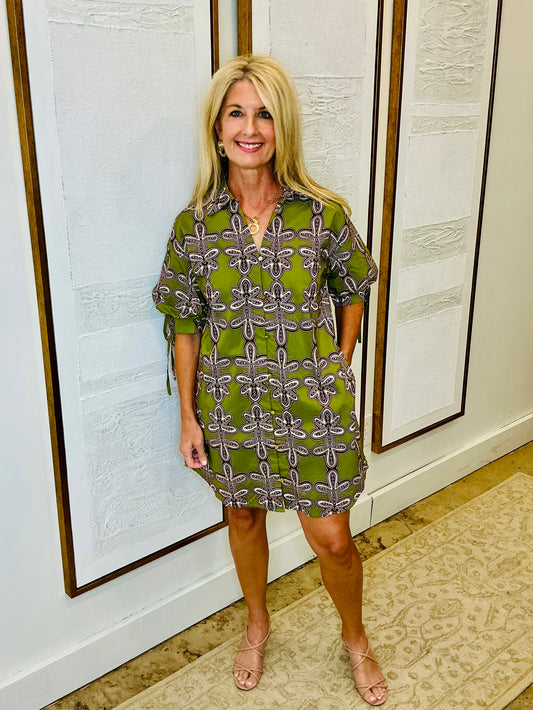 Olive Patterned Dress