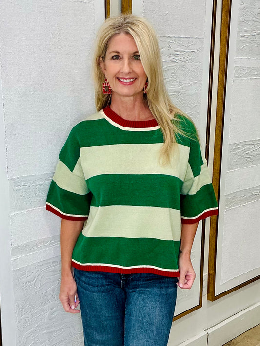Green & Sage Stripe Sweater