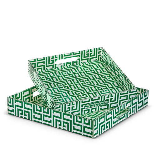 Greek Key Tray Green