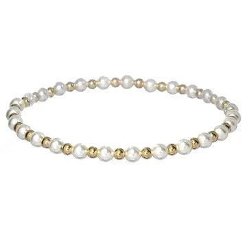 Stretchy Gold and Pearl May Bracelet