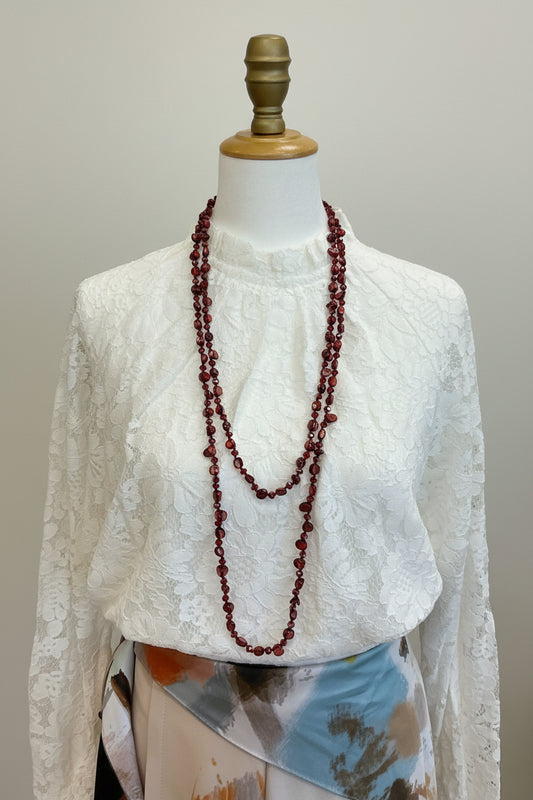 Red Beaded Extra Long Necklace