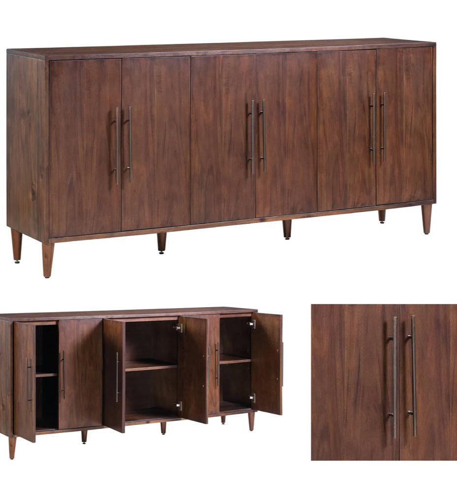 Six Door Sideboard 74”x16”x34”